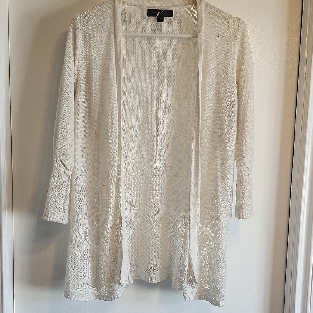 Elegant Ivory or off-white cardigan lace sweater